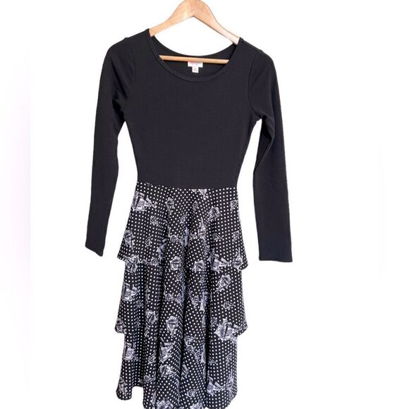 LuLaRoe Black & White Clipper Ship Georgia Dress Size XS NWT - Picture 1 of 6